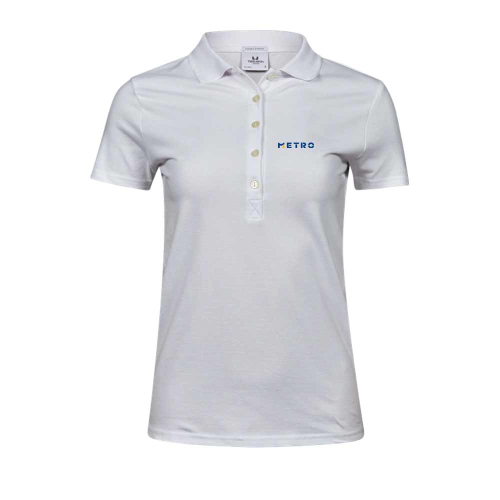 Polo-Shirt TeeJays women kurz weiß AG Druck S