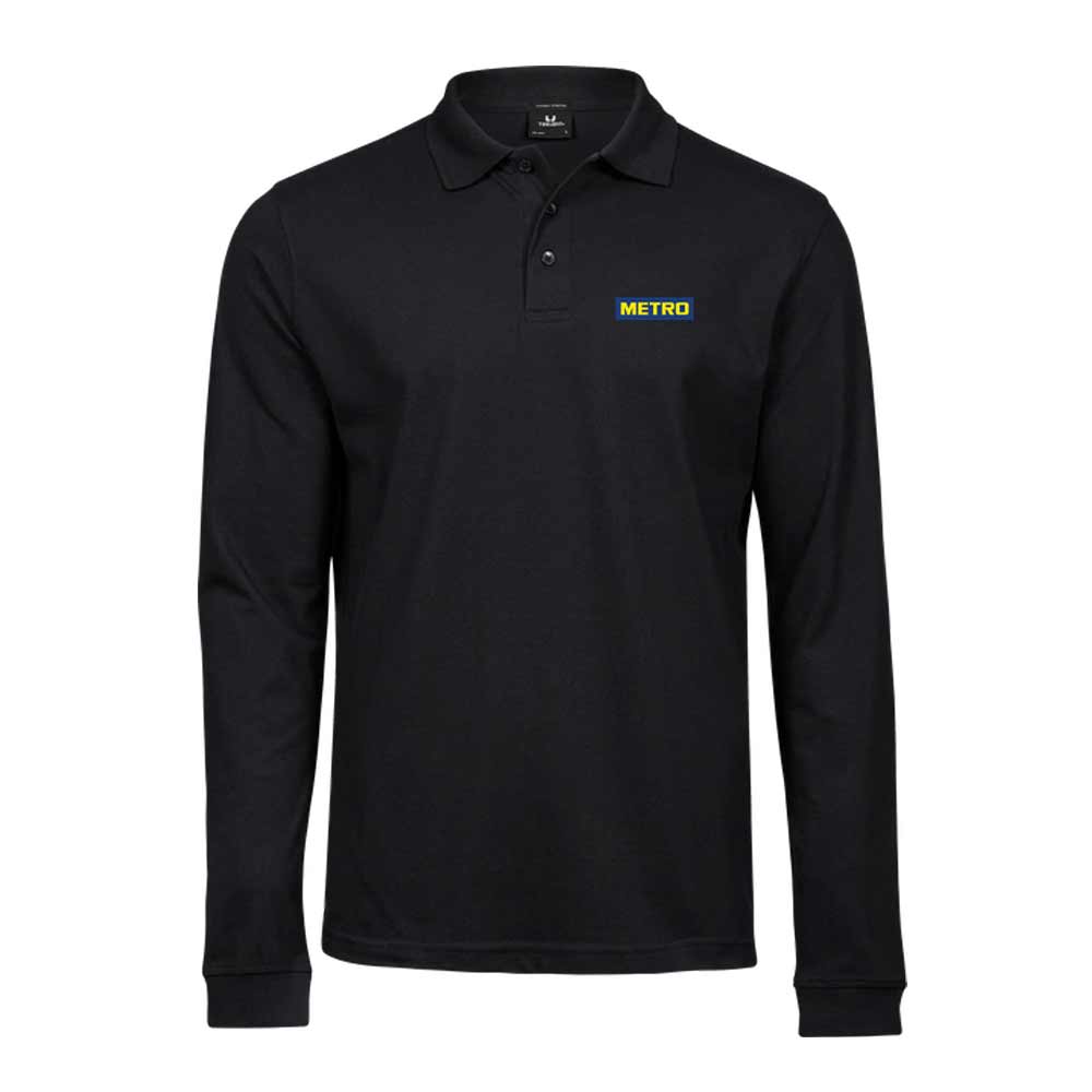 Long Sleeve Polo-Shirt Tee Jays men schwarz METRO Druck S