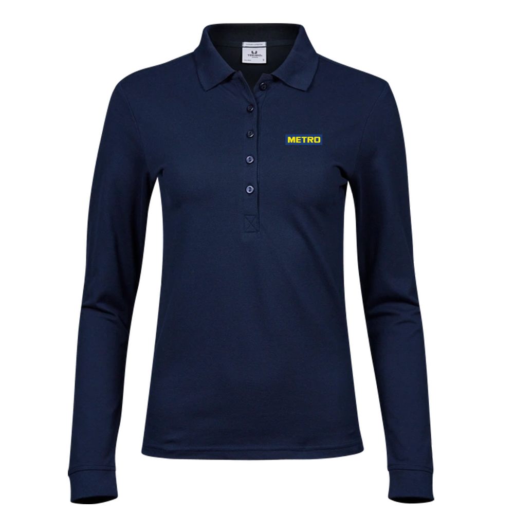 Long Sleeve Polo-Shirt Tee Jays women navy METRO Druck S