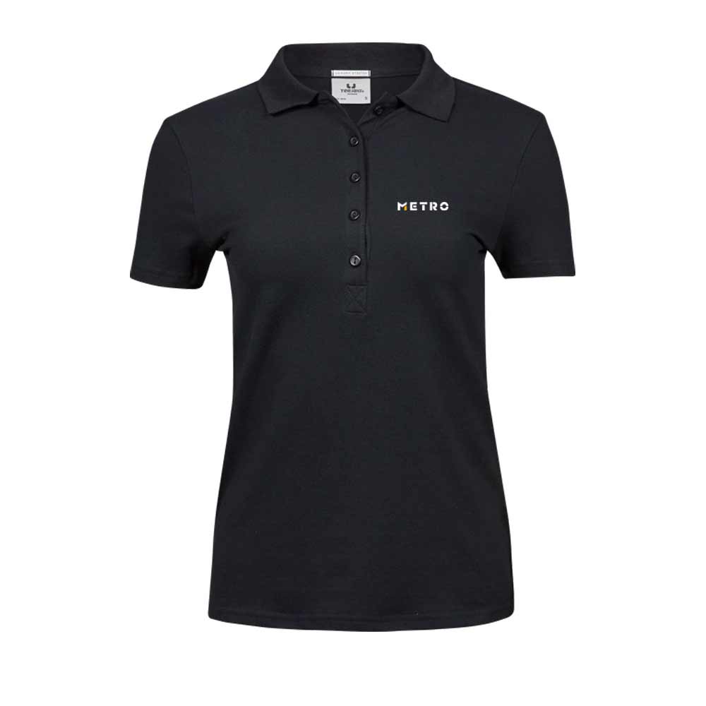 Polo-Shirt TeeJays women kurz schwarz AG Druck XXL